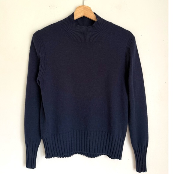 J. Crew Heritage Cashmere Mock Knock Sweater in Navy Blue - Picture 3 of 7